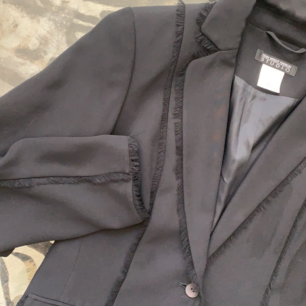 Black Blazer with Fringe Trim - Picture 7 of 11